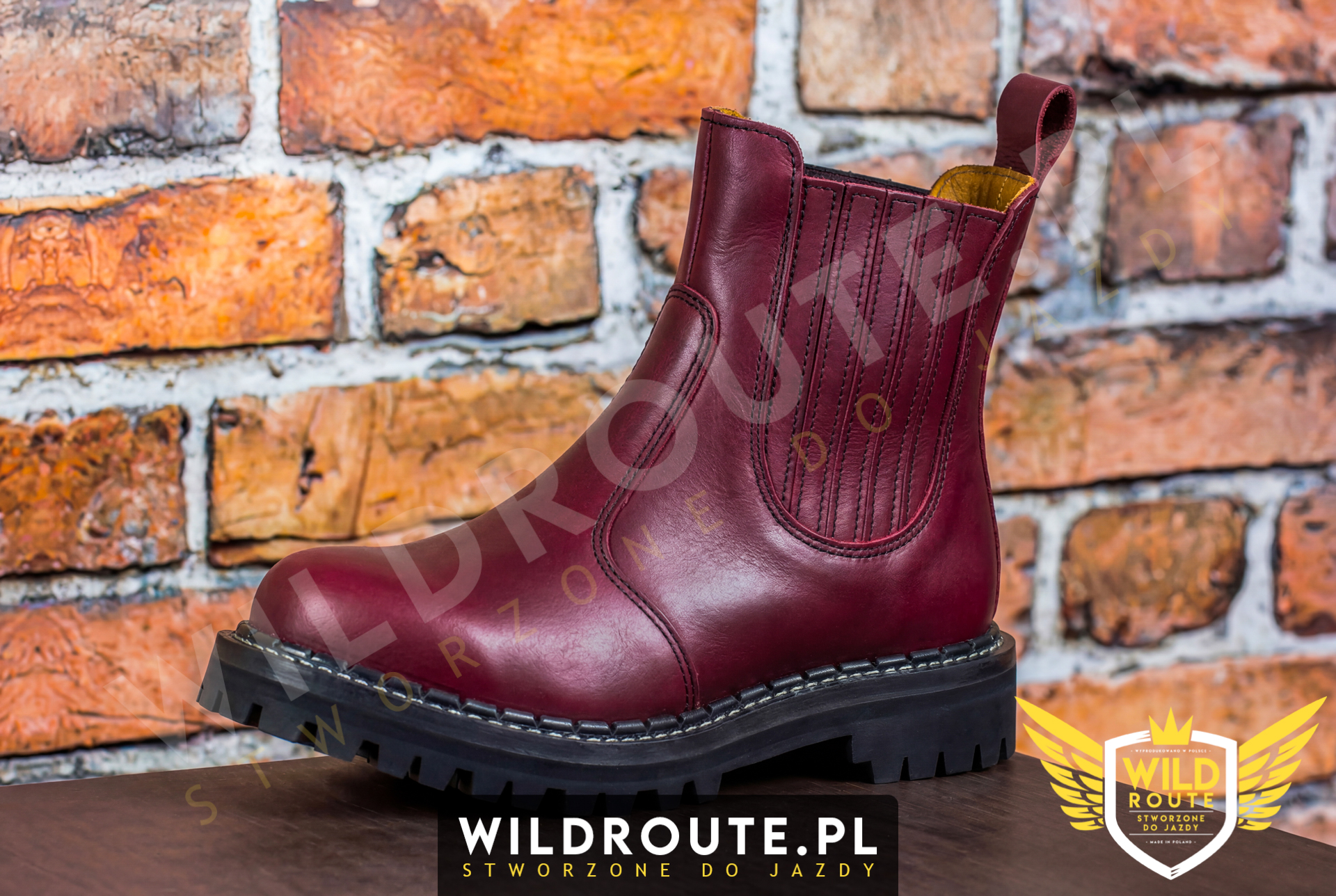 Buty na choppera WILDROUTE V1 bordowe