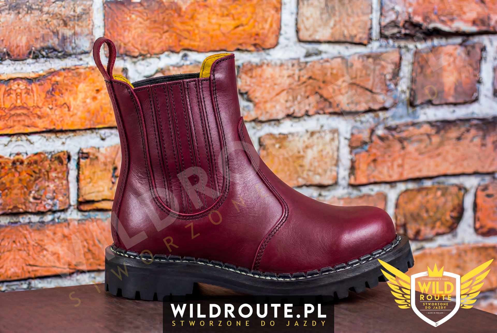 Buty na choppera WILDROUTE V1 bordowe