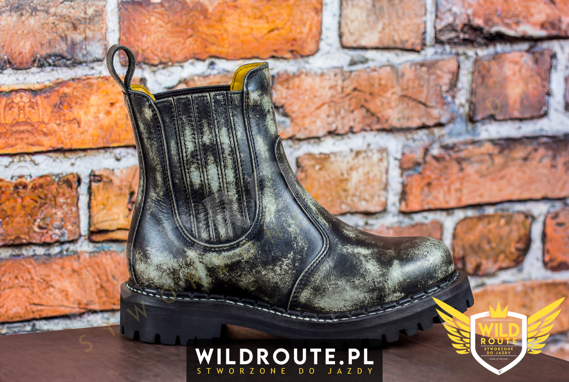 Buty na choppera WILDROUTE V1 przecierane na biało
