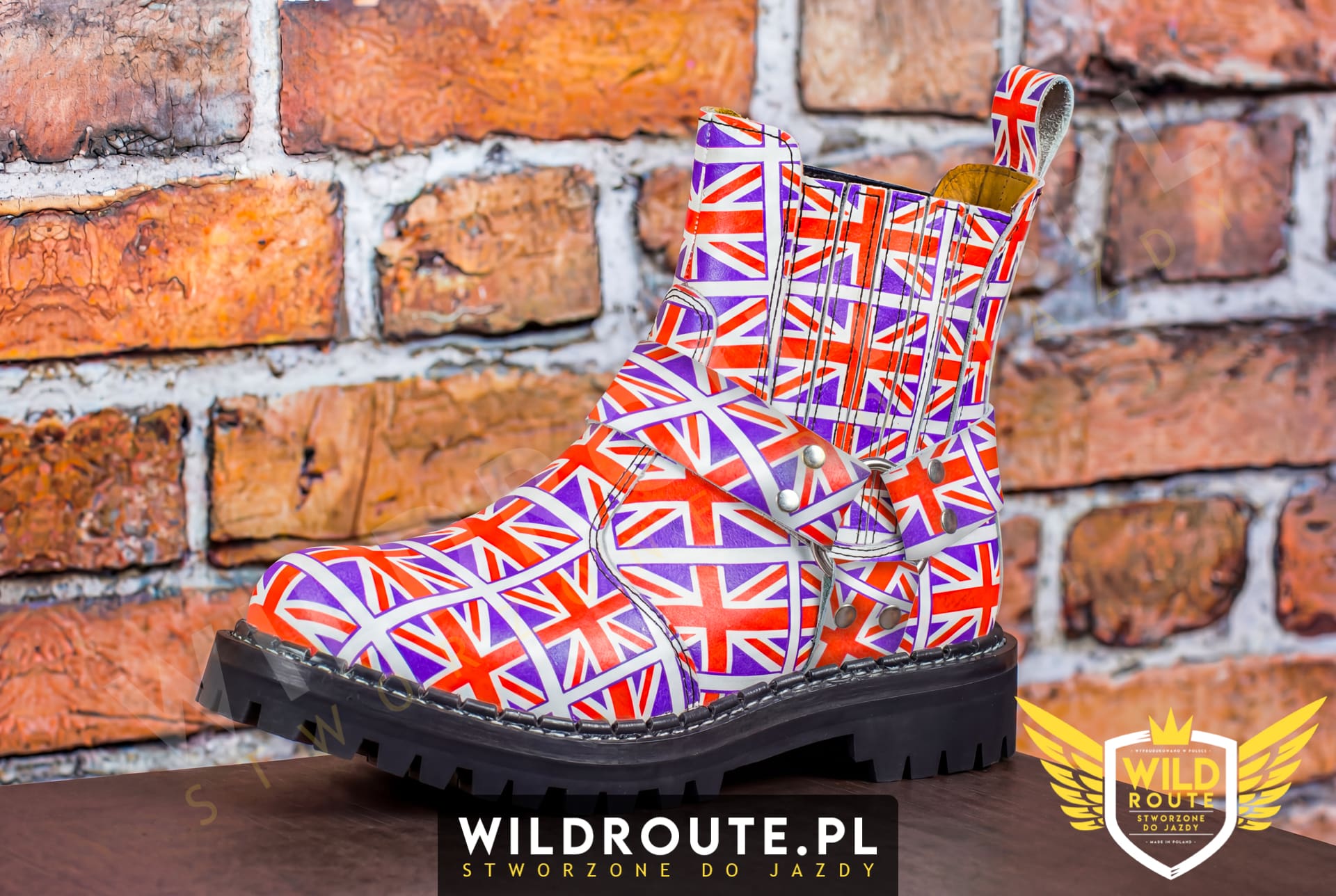 Buty na choppera WILDROUTE V2 flaga Wielkiej Brytanii
