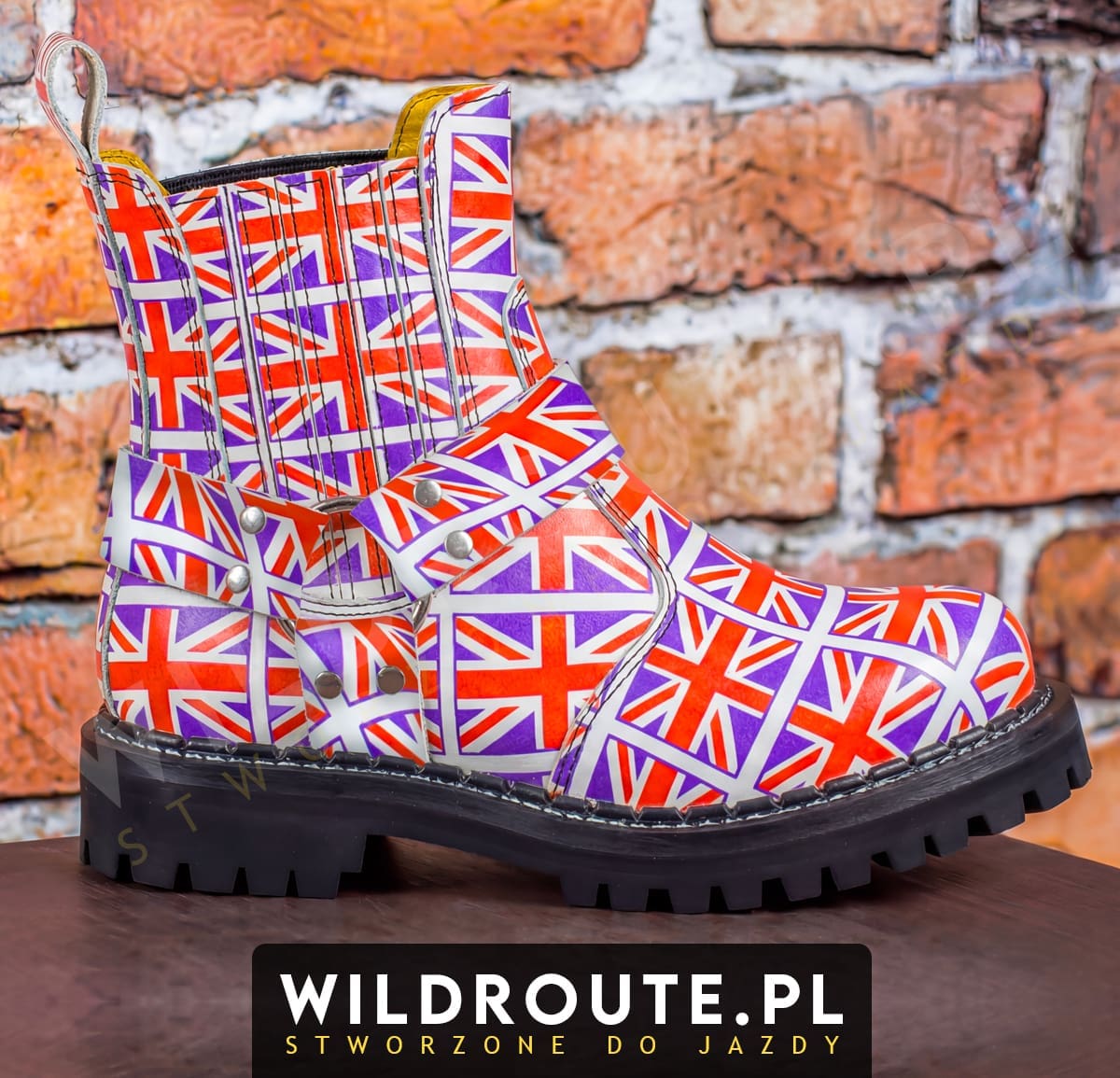 Buty na choppera WILDROUTE V2 flaga Wielkiej Brytanii