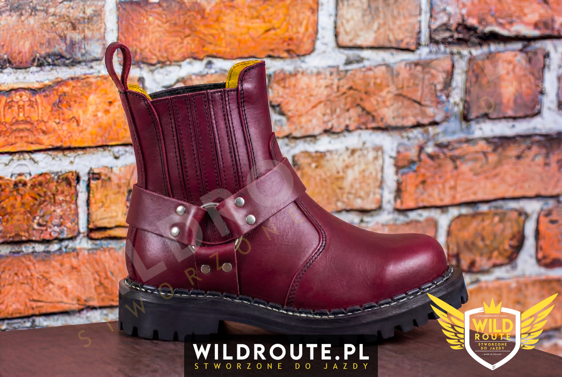 Buty na choppera WILDROUTE V2 bordowe