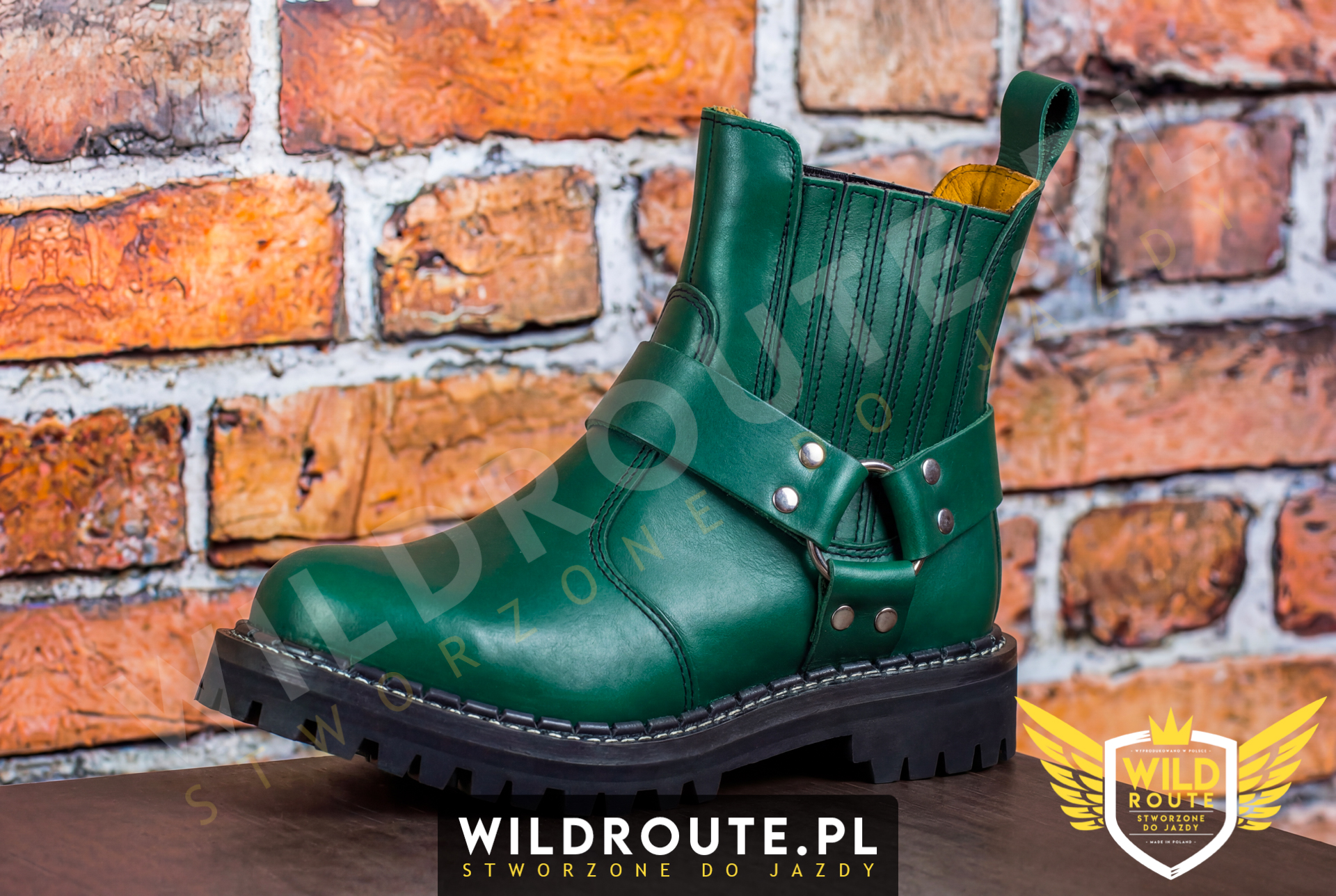 Buty na choppera WILDROUTE V2 ciemne zielone