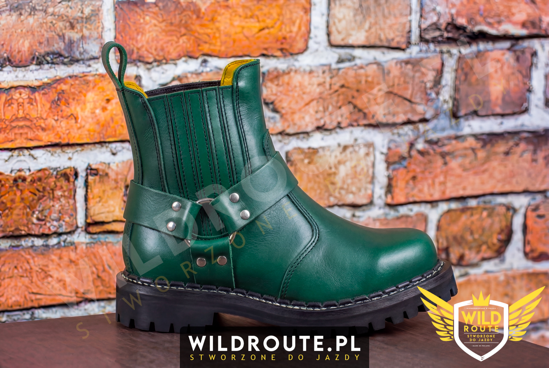 Buty na choppera WILDROUTE V2 ciemne zielone