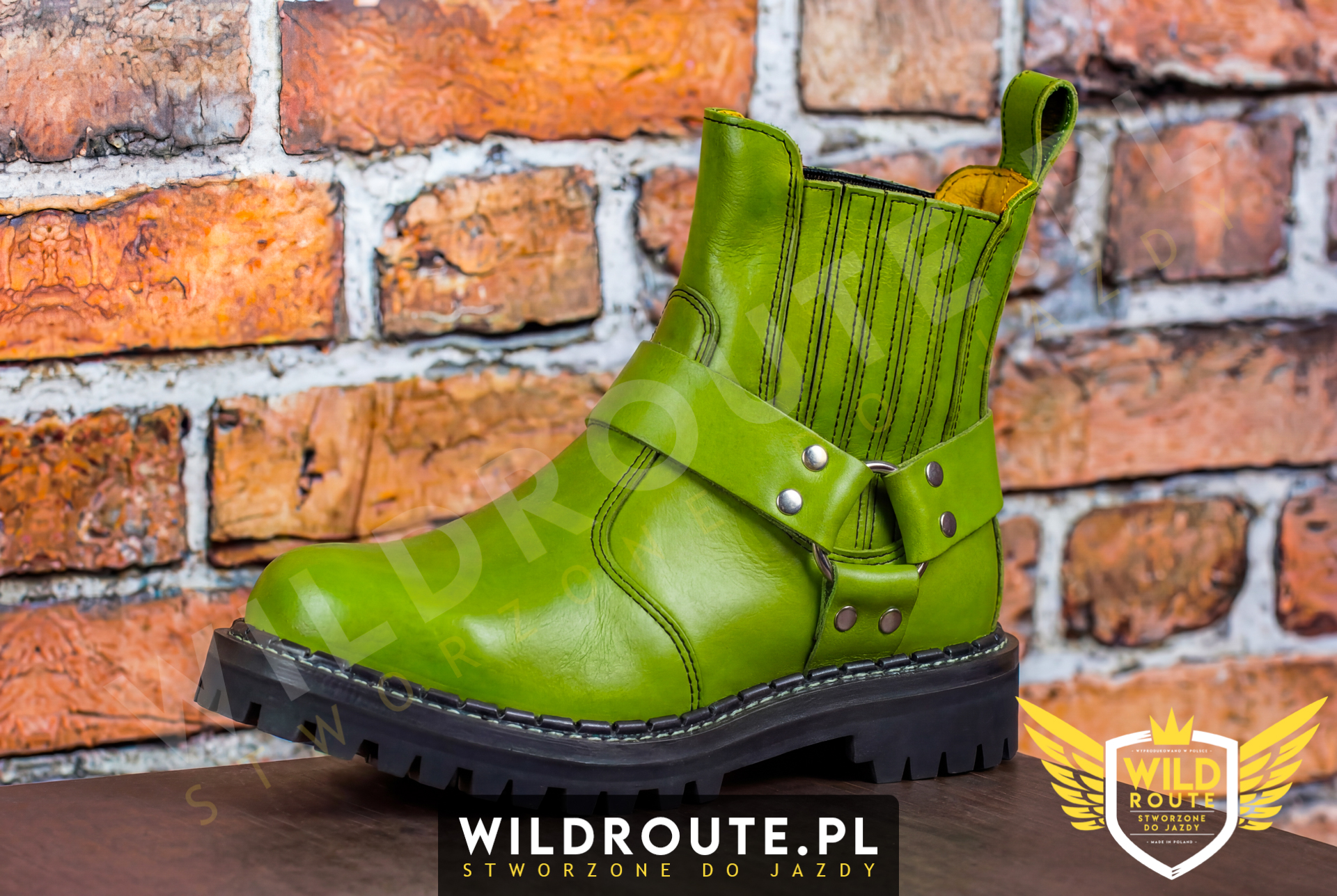 Buty na choppera WILDROUTE V2 jasne zielone