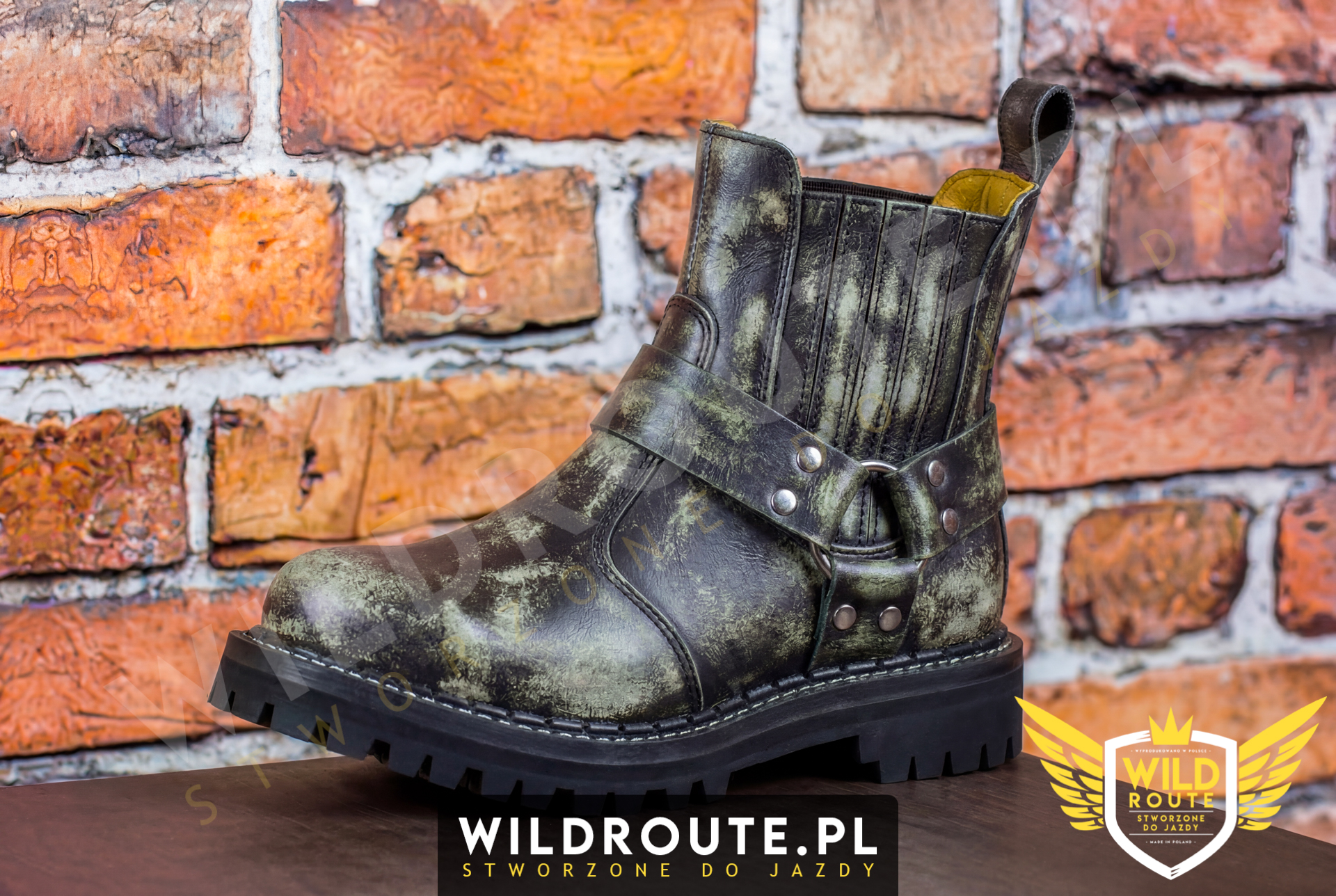 Buty na choppera WILDROUTE V2 przecierane na biało