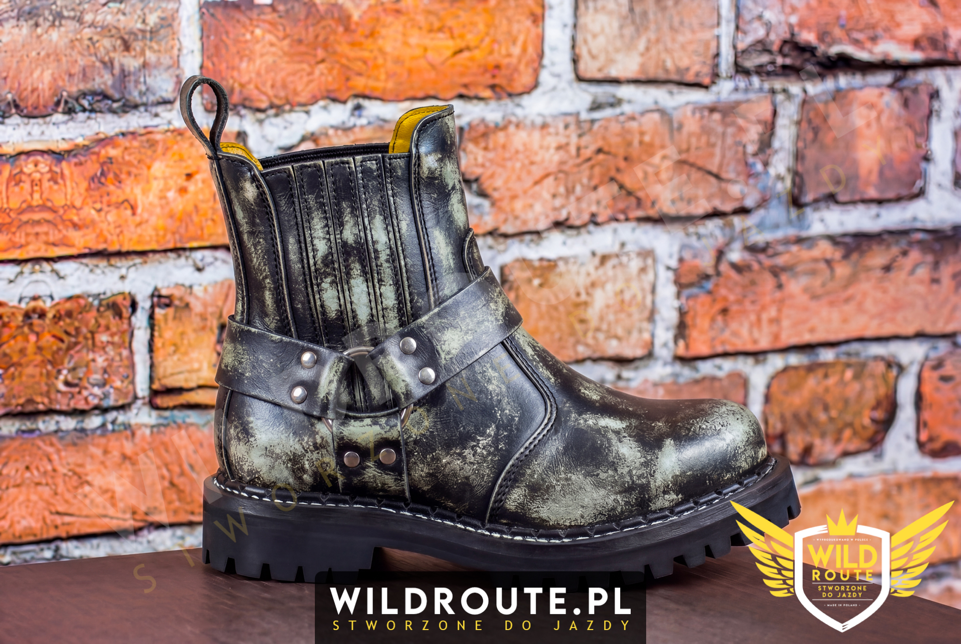 Buty na choppera WILDROUTE V2 przecierane na biało