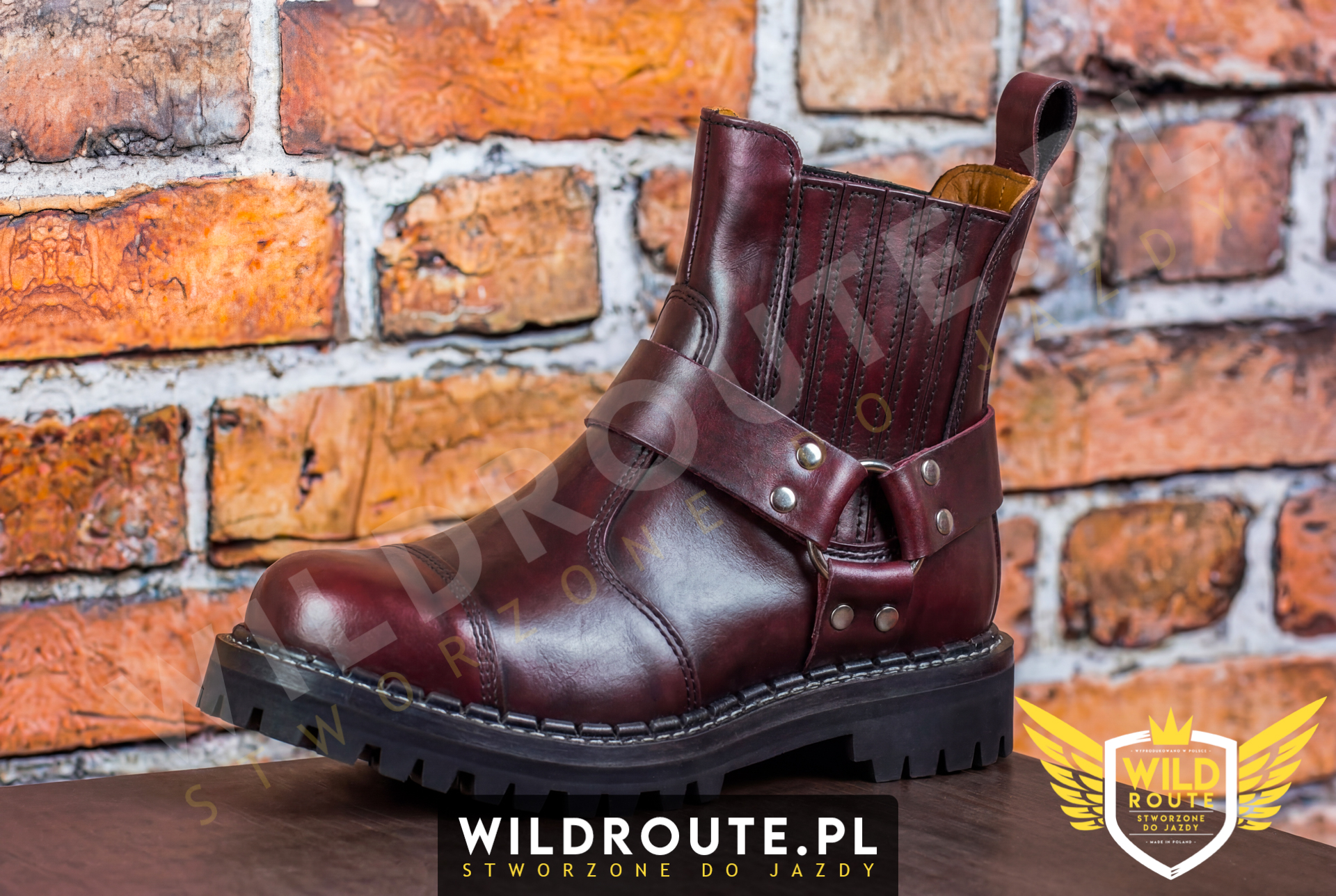 buty-na-choppera-wildroute-v2-przecierane-na-bordowo-A Buty na choppera WILDROUTE V2 przecierane na bordowo