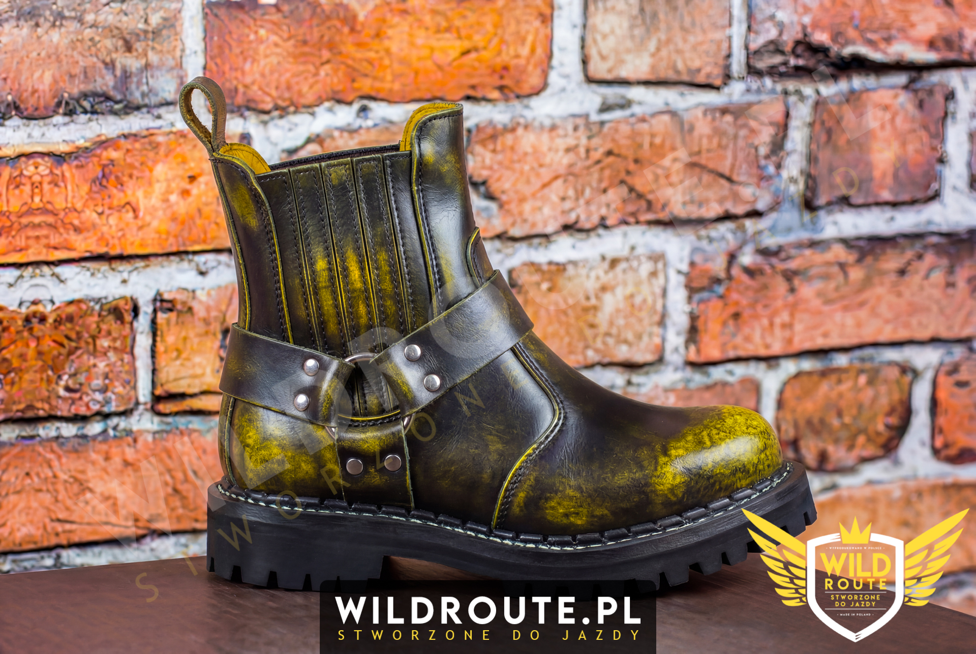 buty-na-choppera-wildroute-v2-przecierane-na-zolto-B Buty na choppera WILDROUTE V2 przecierane na żółto